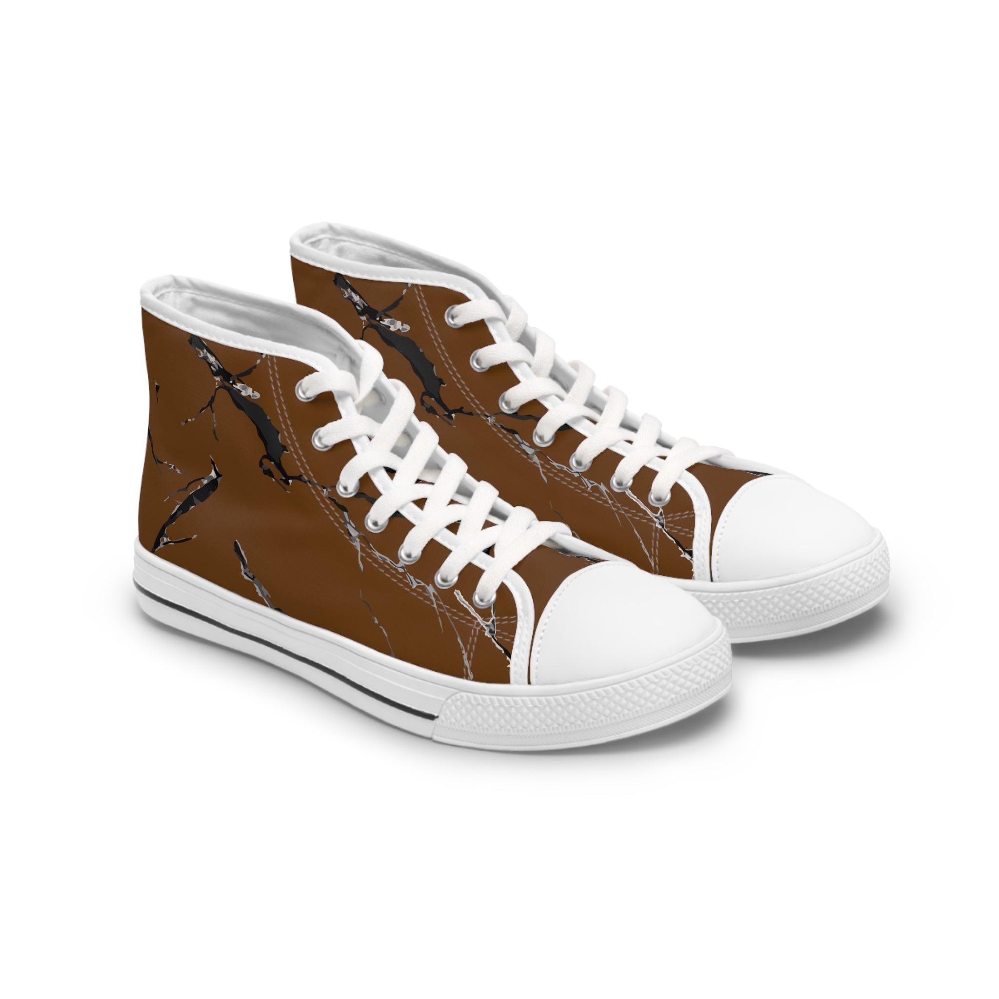 Artistic Brown High Top Sneakers – Stylish & Unique Footwear for Women